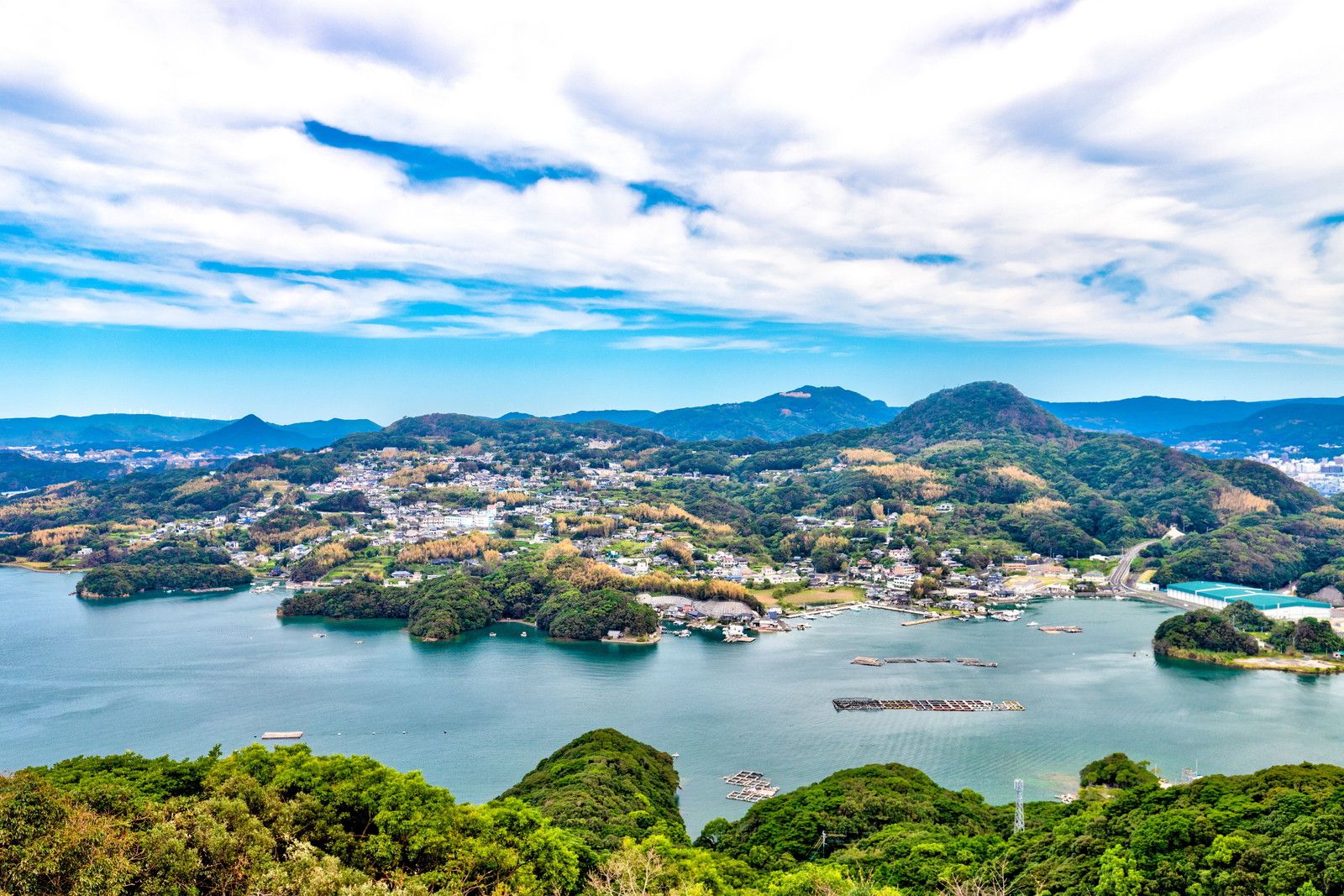 展海峰から見た九十九島の島々