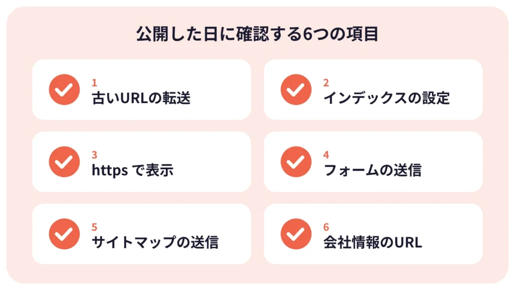 リニューアル後の検索順位を見守るための、公開日の確認項目